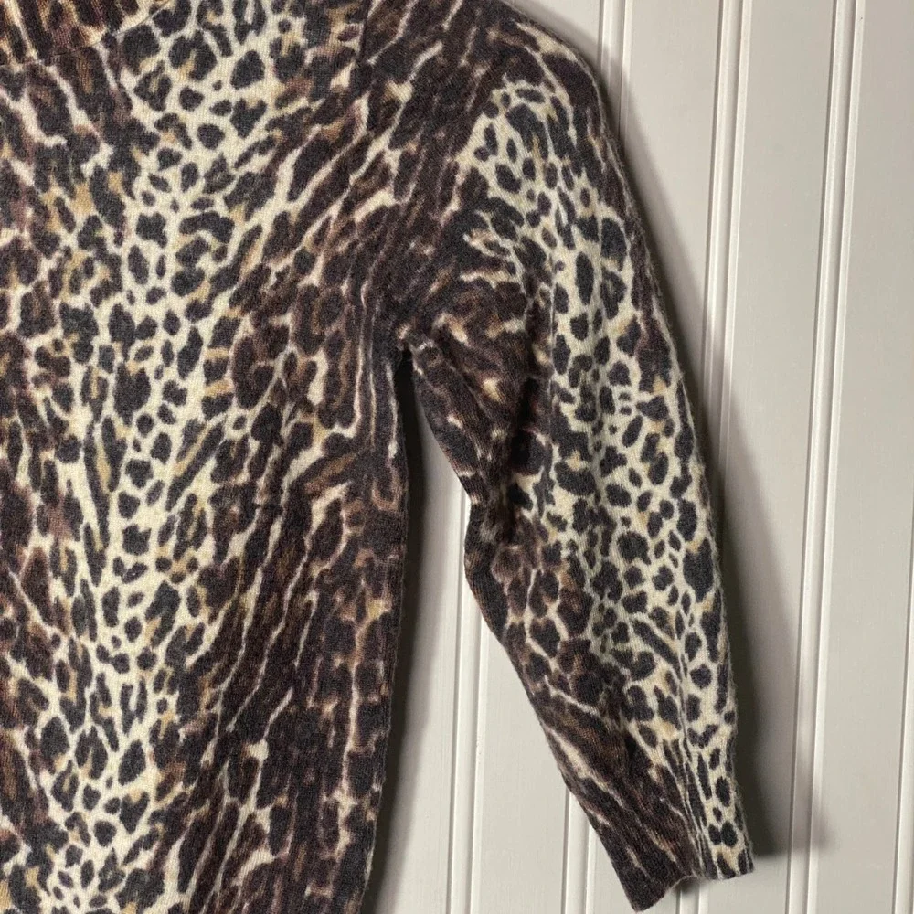 Y2K JCrew Fitted Cheetah Print 100% Merino Wool Leopard Print 2000s Sweater - S